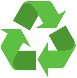 Green recycle logo with three arrows
