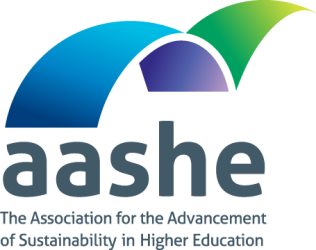 The Association for the Advancement of Sustainability in Higher Education Logo blue with purple and green accents.
